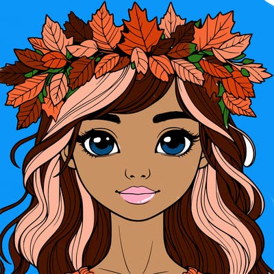 realistic girl with fall leaf crown