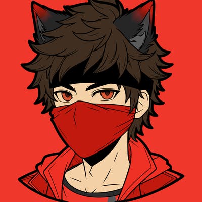 realistic aaron from aphmau with wolf ears and the bandanna over his eyes