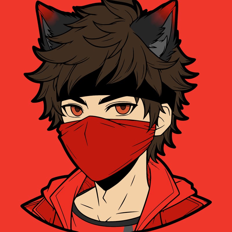 realistic aaron from aphmau with wolf ears and the bandanna over his eyes