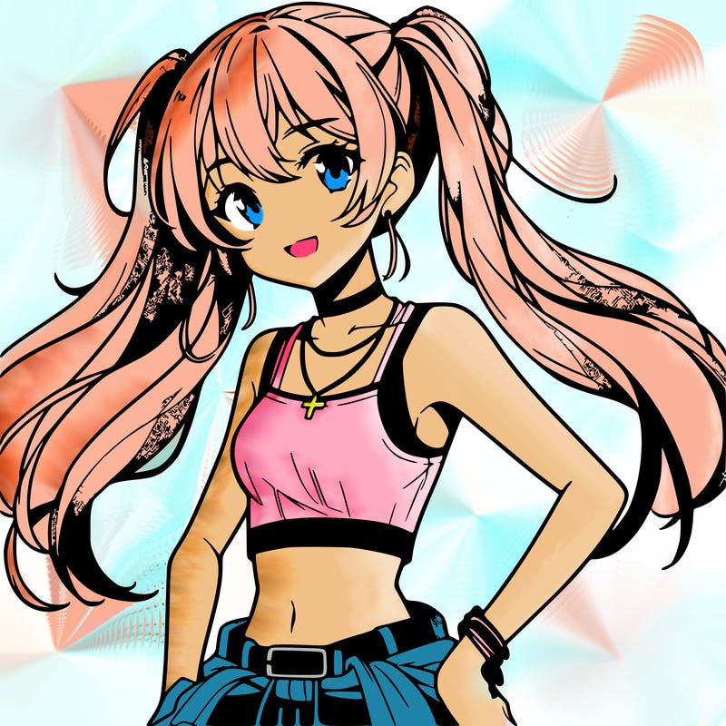 anime girl wearing crop top