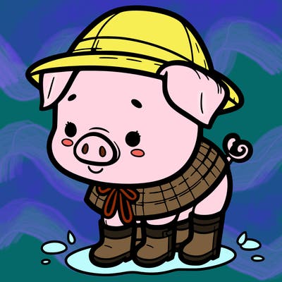 baby pig with rain boots