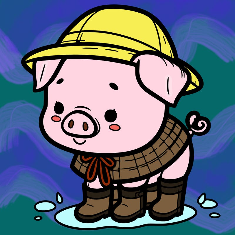 baby pig with rain boots