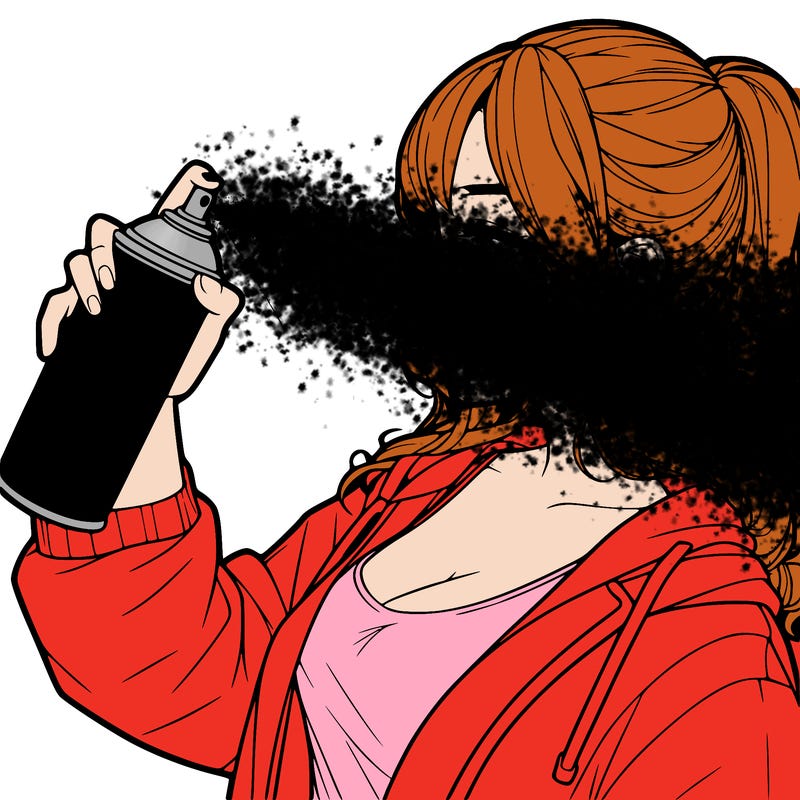 a realistic girl spray, painting