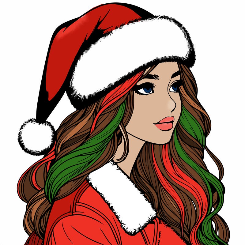 realistic girl in santa hat