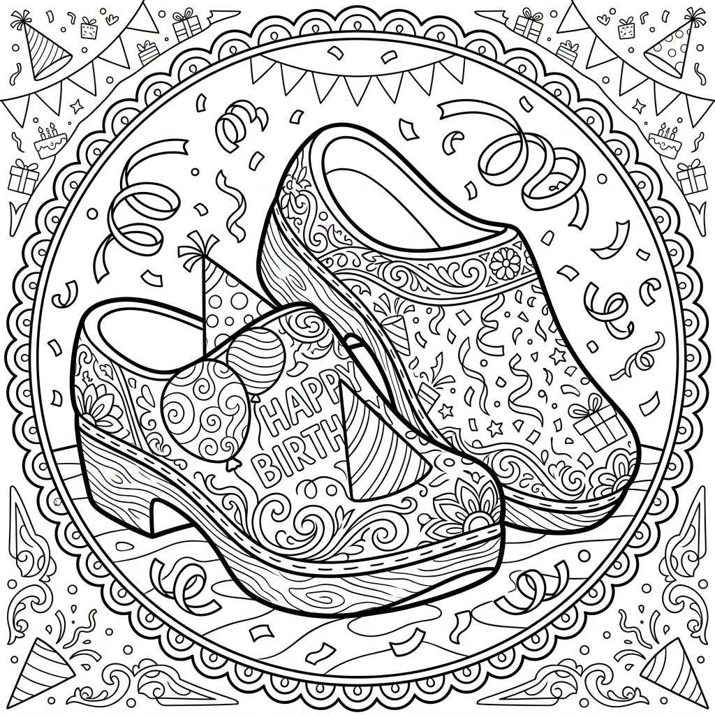 Clogs Birthday Coloring Page - Free Printable Fun — Color Pop