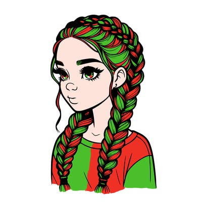 realistic girl with braids
