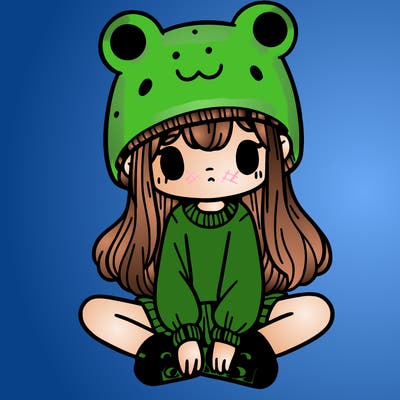 a girl wearing a frog hat and some frog socks