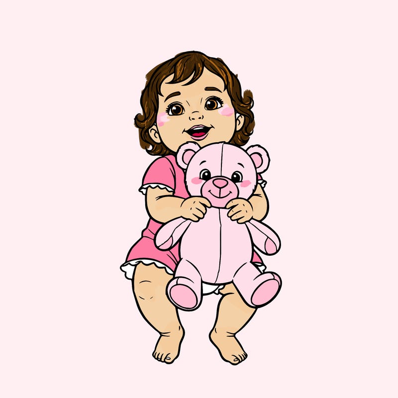 cute little baby with a teddy bear in his hands *girl*