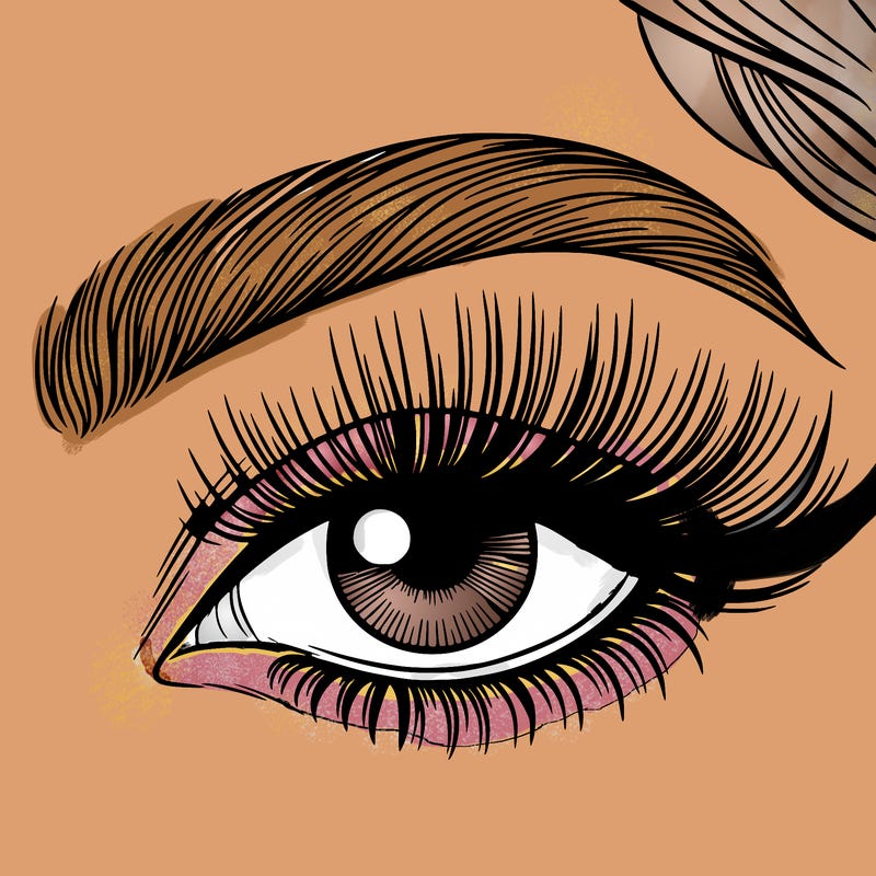woman close up eye with long eyelashes