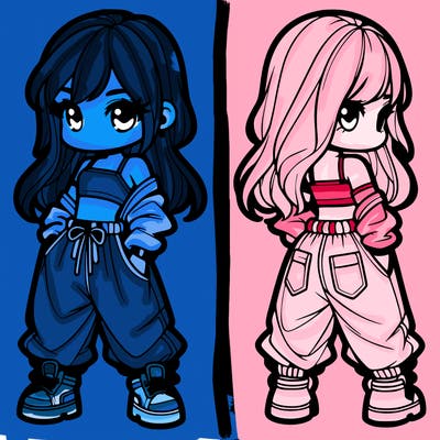 girl in crop top and baggy pants