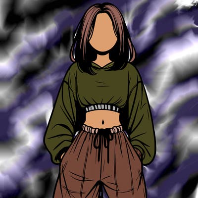 realistic girl faceless with baggy pants and a crop top