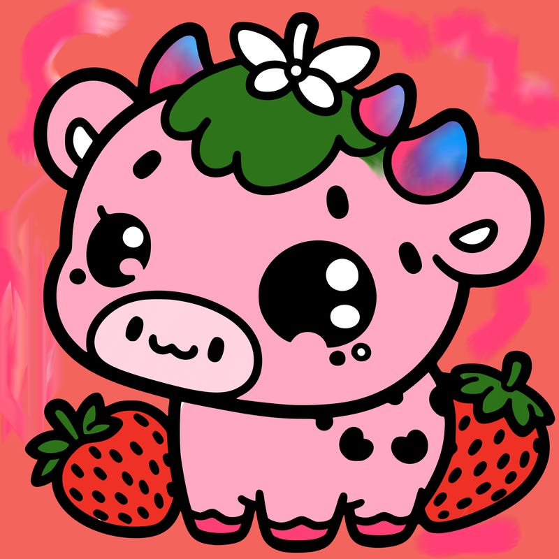 strawberry milk cow cute