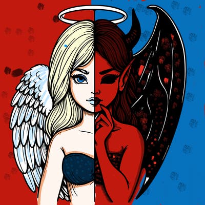 realistic angel half demon