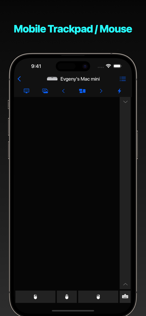 Mouse · Keyboard - Mobile trackpad and remote mouse interface on an iPhone screen