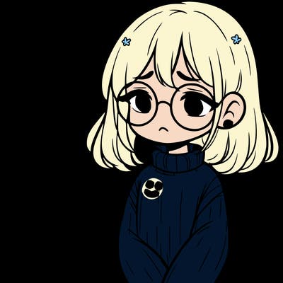 sad girl with glasses in a sweater
