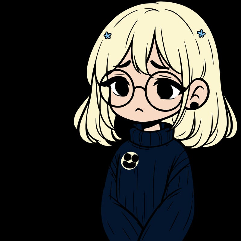 sad girl with glasses in a sweater