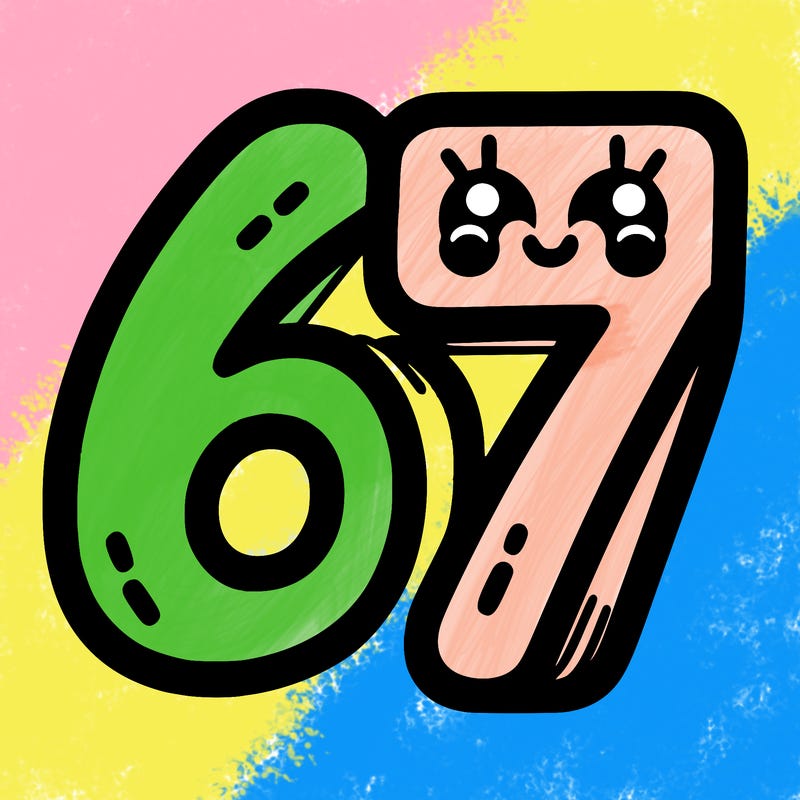 the numbers 67
