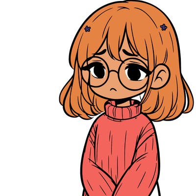 sad girl with glasses in a sweater