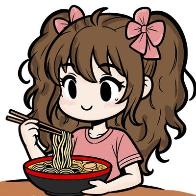 a girl eating ramen