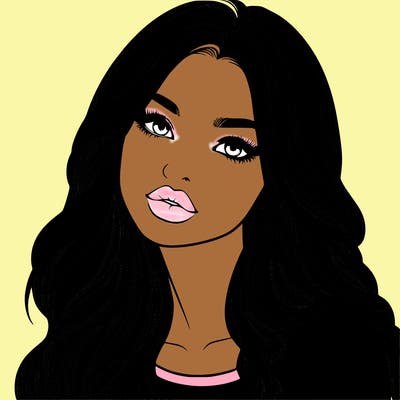 realistic girl with hair on her hair and lips