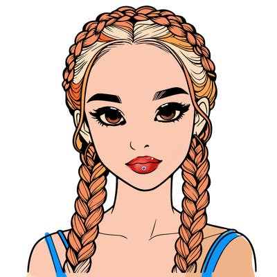 realistic girl with braids