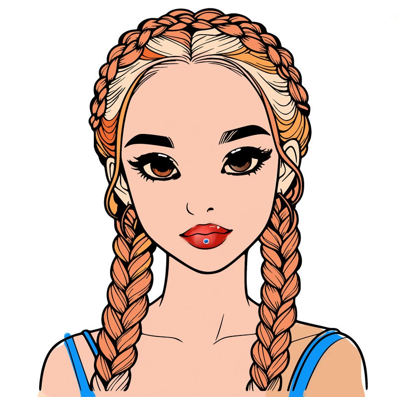 realistic girl with braids