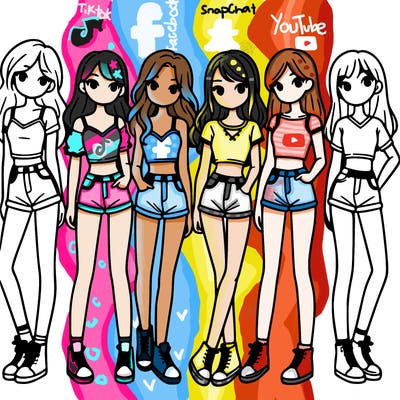 a group of girls wearing crop tops and shorts