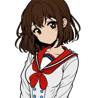pretty anime girl wearing a school uniform