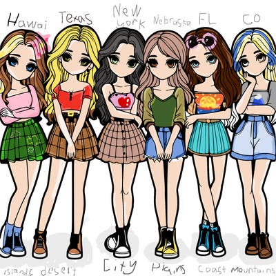 a group of girls realistic