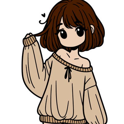girl in baggy sweater hanging off her shoulder