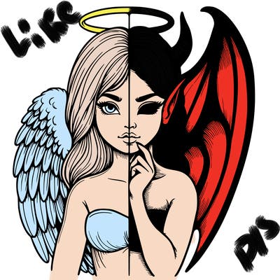realistic angel half demon