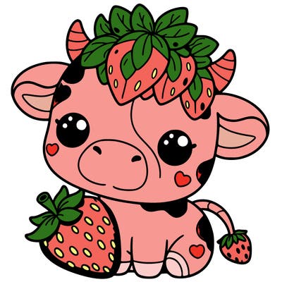 cute strawberry cow