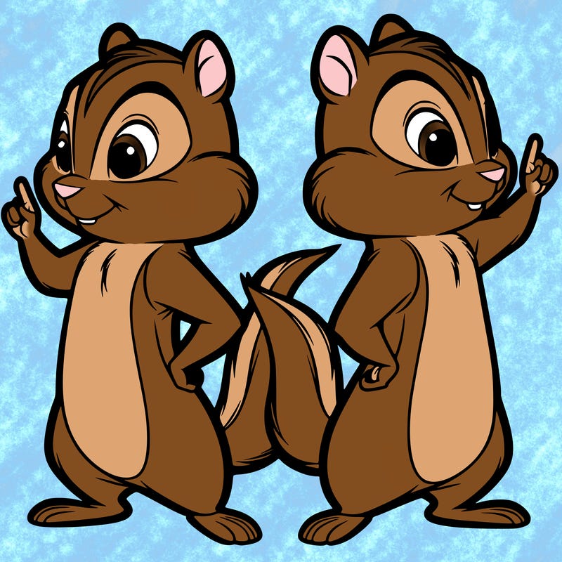 two tamias standing up split realistic