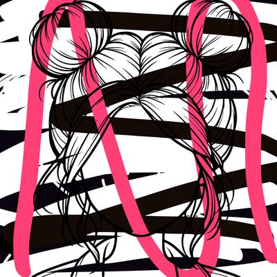 realistic girl with buns on the top of her hair