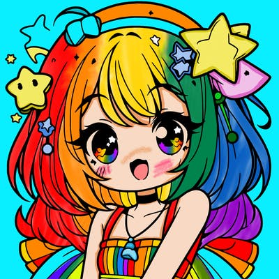 cute anime girl with star accessories