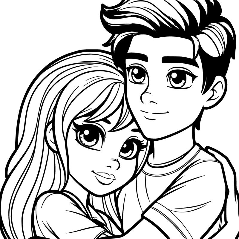 a teenager boy in a teenager girl hug