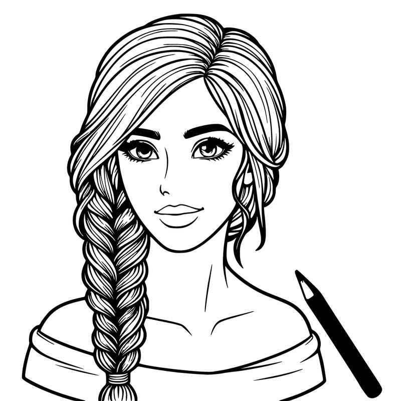 realistic woman with shoulder braid