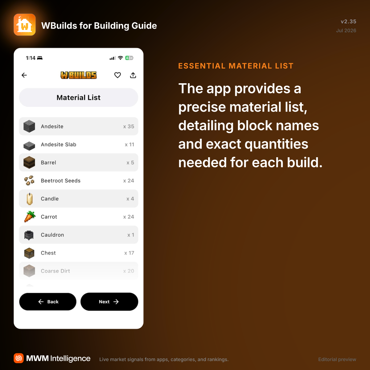 WBuilds for Building Guide - Reference App | MWM