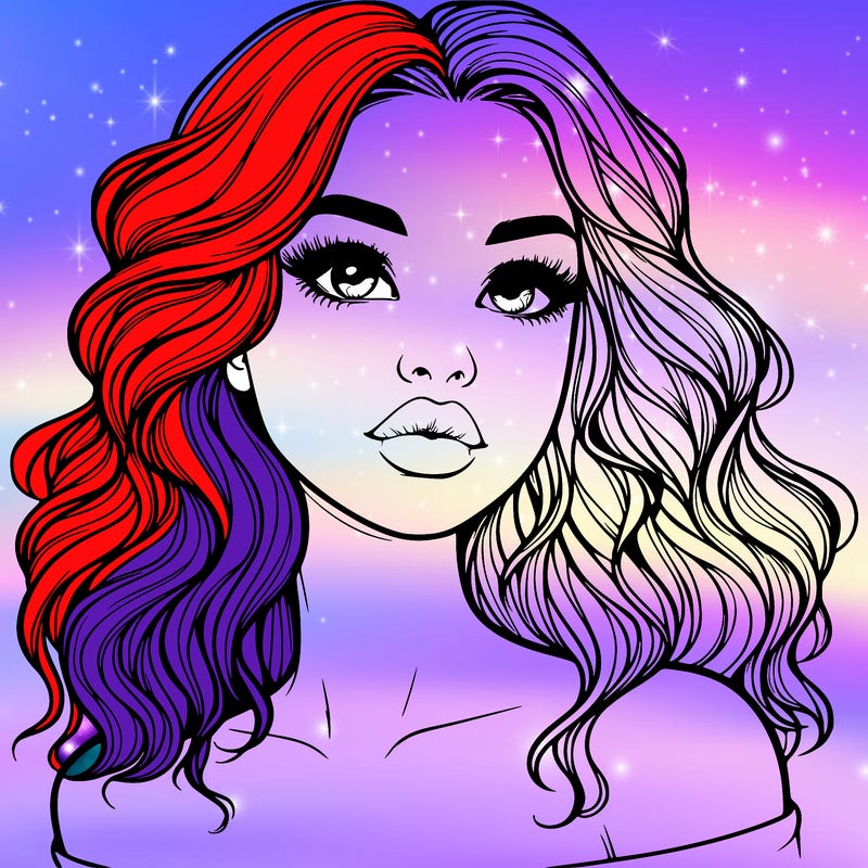 realistic girl with wavy hair and lips