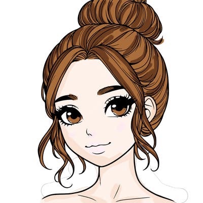 realistic pretty girl with hair in bun