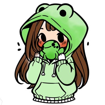a girl holding a froggy hoodie