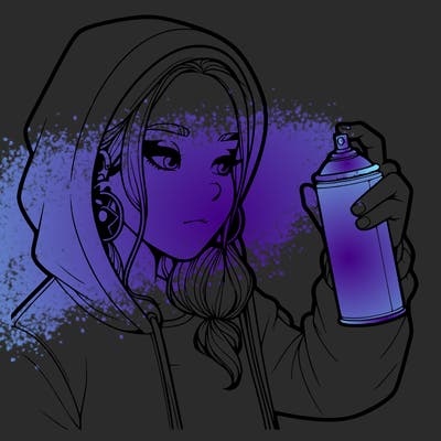 a realistic girl, spray painting