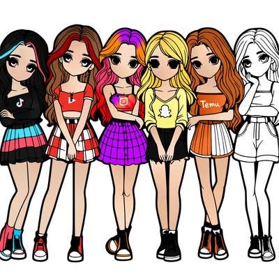 a group of girls realistic