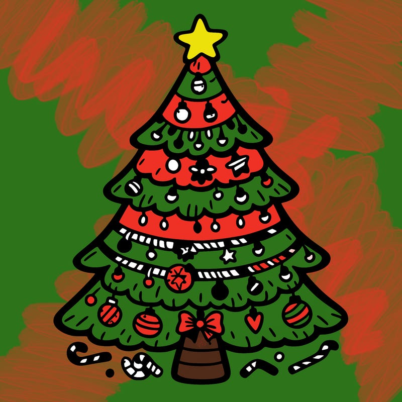 christmas tree with lots of details