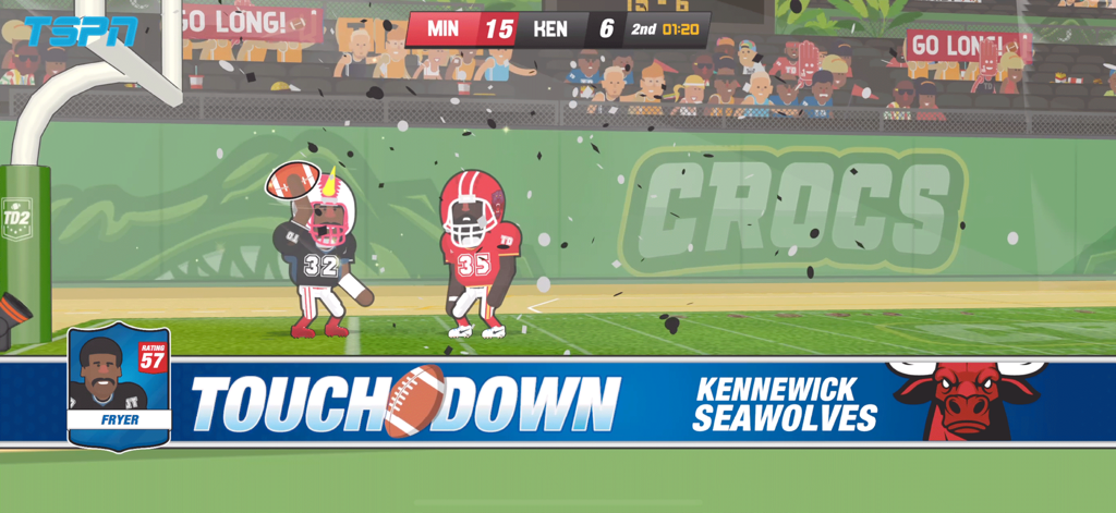 Touchdowners 2 - Mad Football - 2D arcade physics-based American football gameplay in Touchdowners 2 showing a touchdown celebration