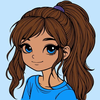 realistic girl with ponytail