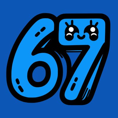 the numbers 67