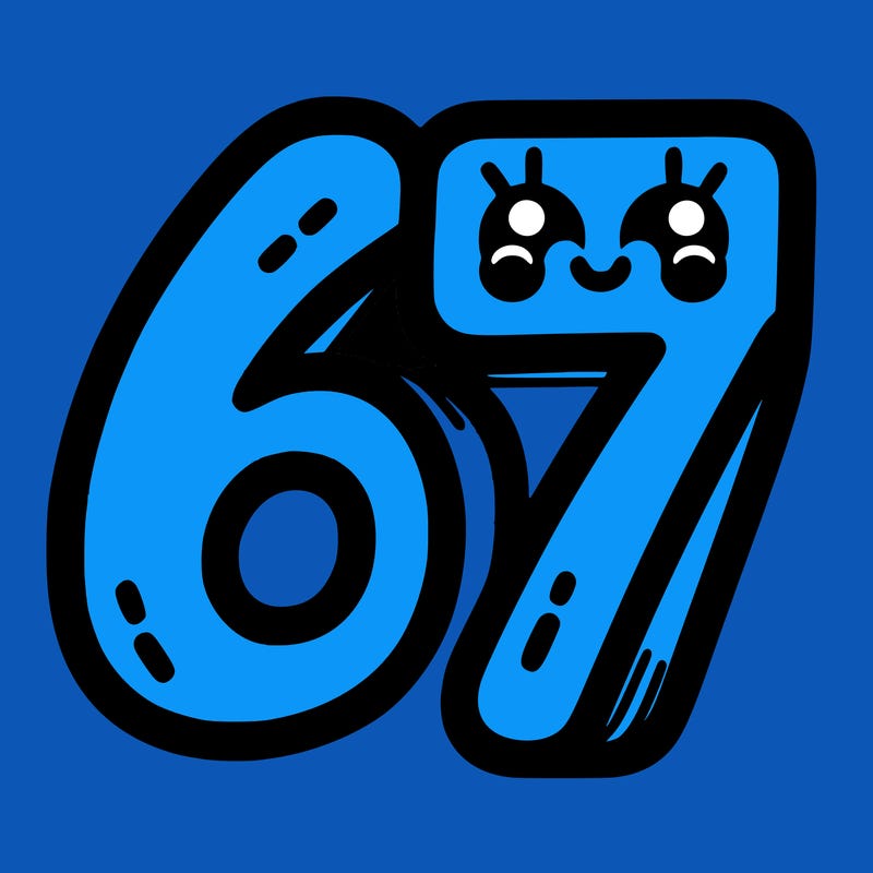 the numbers 67