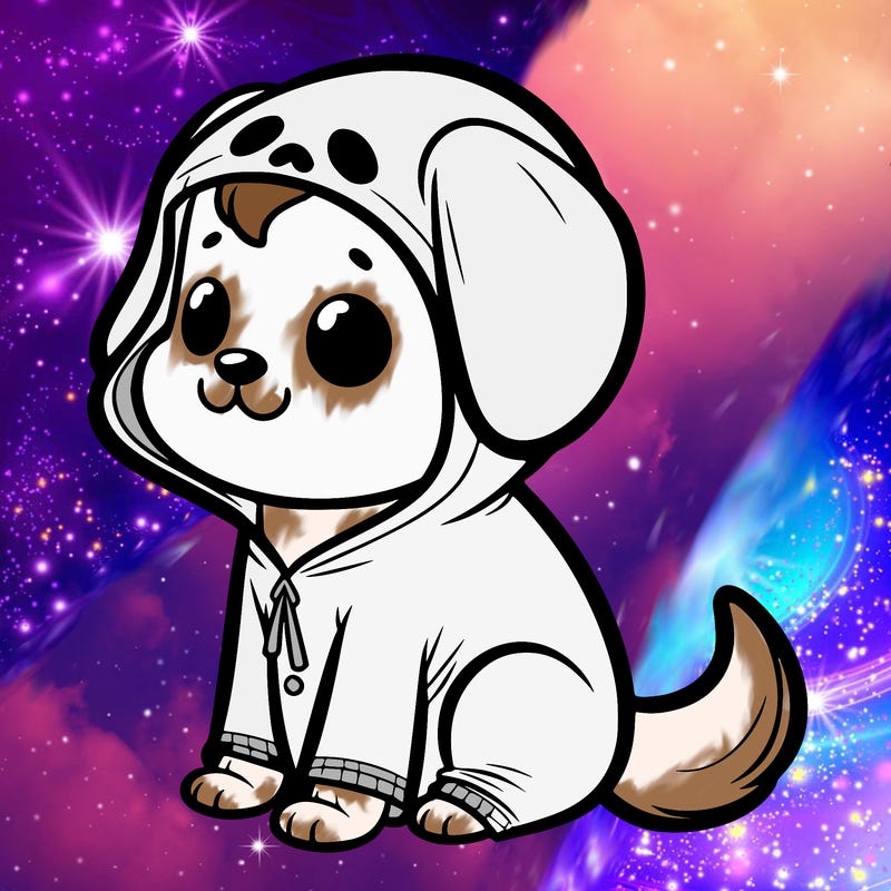 cut dog in a ghost costume on all four legs sitting