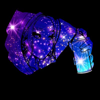 a realistic girl, spray painting